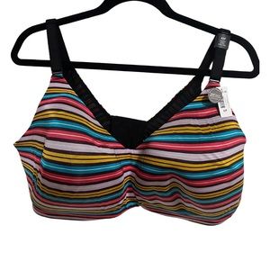 Torrid Curve 42F Lightly Lined Wire Free Mina Stripe 360 Back Smoothing Bra NWT